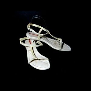 Prada white sandals with low heels